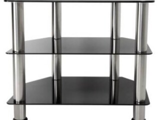 black-glass-and-chrome-tv-stand